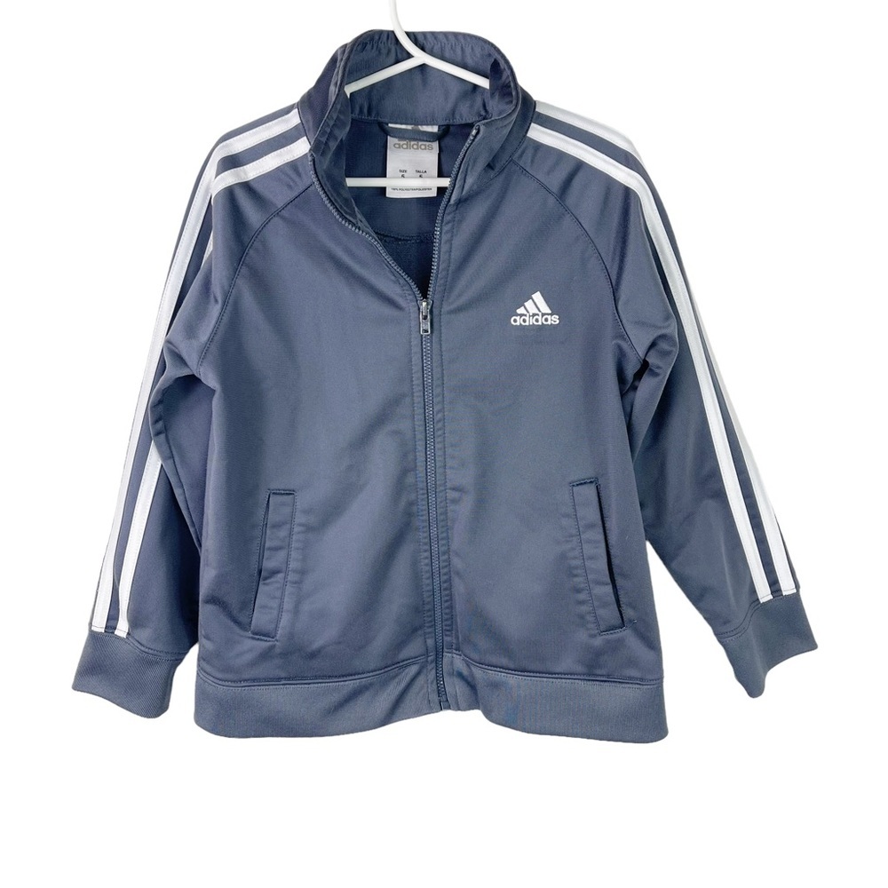 Adidas Boys Track Jacket Gray & White Size Boys 5